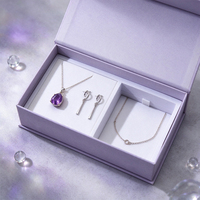Boîte d'emballage de bijoux de luxe écologique et recyclable, kit personnalisé avec logo imprimé en quadrichromie pour collier, bague, boucles d'oreilles, coffret cadeau