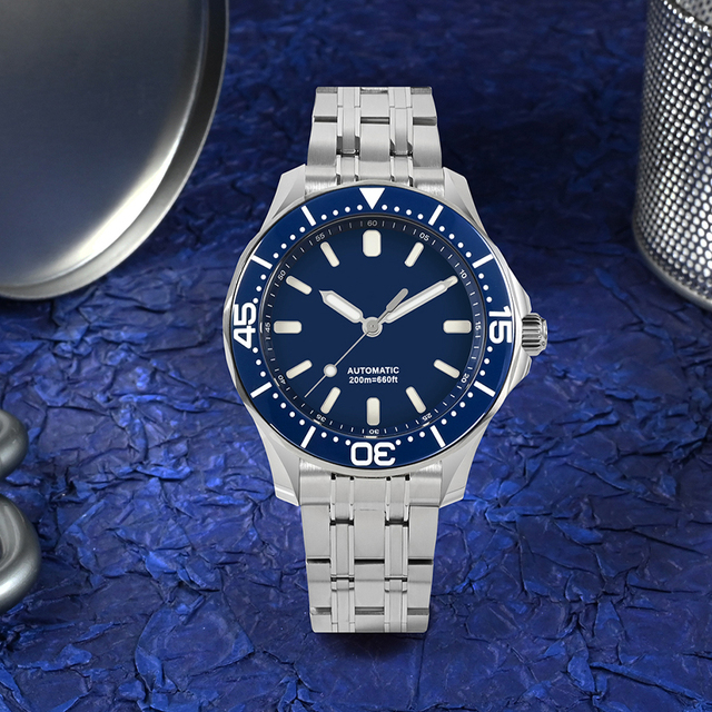 Men's Luxury Automatic Mechanical Dive Watch 41.5mm YN55 Sapphire Crystal 20Bar Waterproof Wristwatches BGW9 Stainless Steel