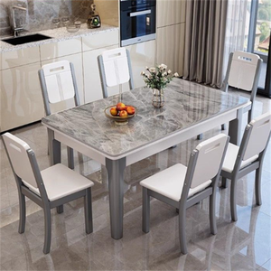 Mesa de Comedor Extensible Multifuncional Moderna de Roble con Tapa de <span class=keywords><strong>Piedra</strong></span> Sinterizada y Patas de Madera para Apartamentos y Hoteles - Product Image 1