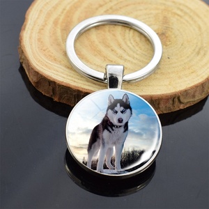 Animals Key Chains Jewelry Siberian Husky Double Side Keychain <strong>Dog</strong> Photo Glass Cabochon <strong>Keyring</strong> - Product Image 1