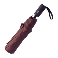 Parapluie de pluie pliant marron de conception minimaliste de 27 "cadeau d'affaires contrôle manuel production de grande taille