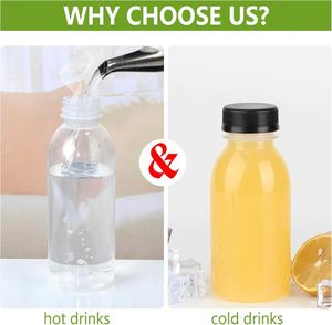 Contenants ronds en PET vides de 400 ml (13 oz) pour jus, lait, thé, café, soda avec bouchon à vis - Product Image 3