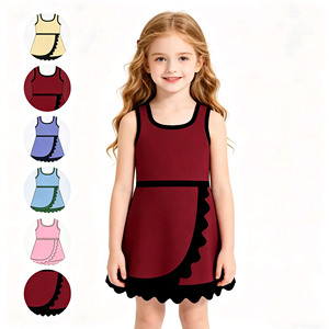 Vestido Deportivo Personalizado para Niñas, Color Sólido, Estilo Princesa, con Borde Festoneado, Shorts con Forro, para Tenis, Yoga, Casual, Estilo A-Line, Vestido para Hermanas - Product Image 1