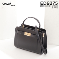 Sac à main QAZA en cuir PU lisse de haute qualité, doublure PVC moderne, grande capacité, multi-compartiments, fermeture éclair métallique pour femme