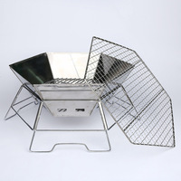 Barbecue pliant portable en acier inoxydable OEM ODM pour extérieur - Support de feu de camp avec bac pour charbon de bois pour le camping