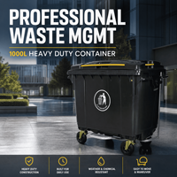 Conteneur à déchets de 1100L, grand volume, avec couvercle hermétique, robuste, durable, pour usage commercial et parcs, design empilable personnalisable, vente en gros, résistant aux intempéries