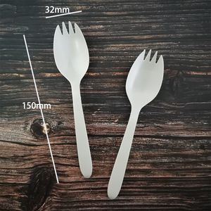 <span class=keywords><strong>Fourchette</strong></span> et cuillère en <span class=keywords><strong>plastique</strong></span> jetable d'amidon de maïs CPLA biodégradable écologique pour aliments pour bébés gaufré et laminé mat - Product Image 2