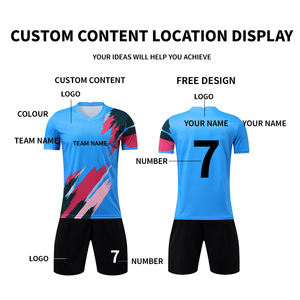 Легкие Дышащие футбольные майки из 100% полиэстера с принтом логотипа, комплект из трикотажа с коротким рукавом для мужчин, оптовая продажа футбольной одежды - Product Image 4