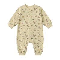 Combinaison à manches longues pour bébé fille, imprimé floral, tenue d'automne et d'hiver pour nouveau-né, fermeture à boutons-pression
