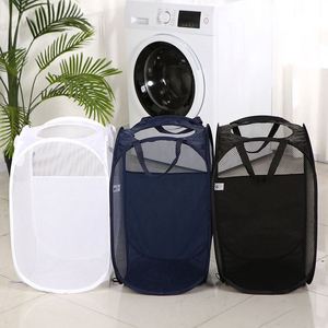 Foldable Laundry <b>Hamper</b> <b>Large</b> Collapsible Clothes Storage Basket Polyester Mesh Steel Frame Bedroom Bathroom Home Organizer - Product Image 1