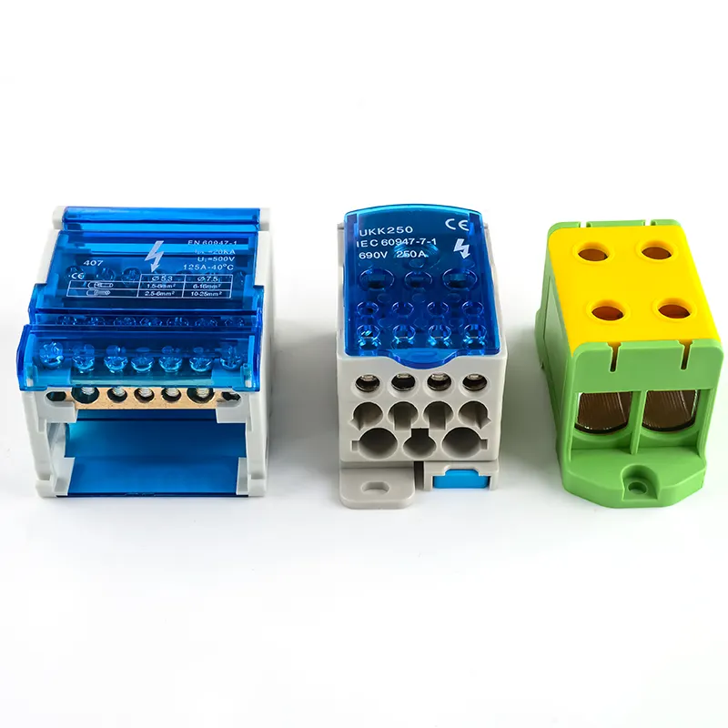 JINH Large Power Distribution Electric Copper Din Rail Busbar Screw Connection JH8 JHT5 UKK series Terminal Blocks