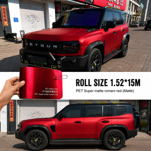Film vinyle PET rouge Romani brillant 8,5 mil pour covering automobile, film de protection pour véhicule, rouleau de film de modification de couleur pour voiture - Product Image 1