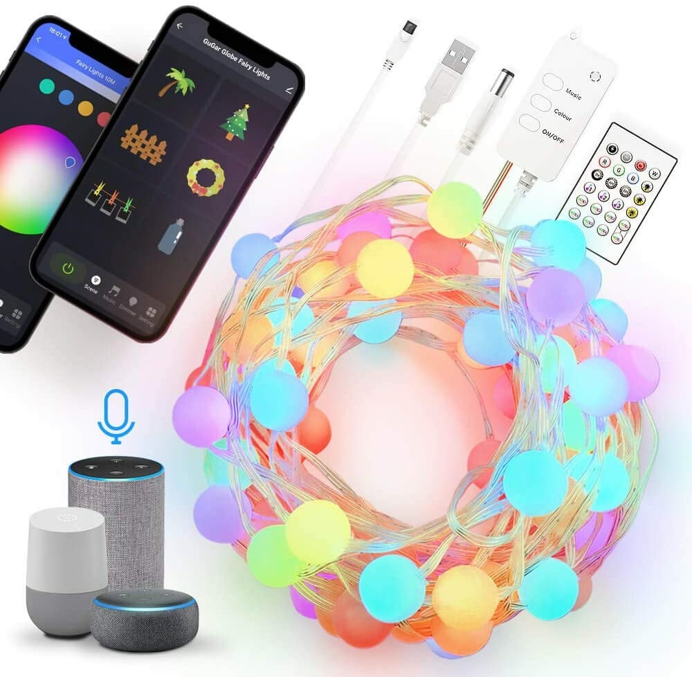 Lights Garden Christmas Decoration Indoor WIFI BLE 5M 10M ICRGB Color Changing Waterproof LED Globe String Lights