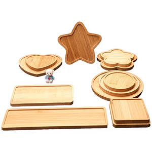 ชุดจานรองแก้วไม้แบบยังไม่เคลือบผิว 4 ชิ้น และจานรองแก้วไม้รูปหกเหลี่ยมแบบพิมพ์ลาย และถาดรองแก้วไม้ - Product Image 3