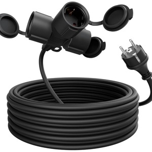Cable de extensión europeo impermeable de 16A con 3 enchufes, cable de goma IP44 para exteriores, para electrodomésticos. - Product Image 1