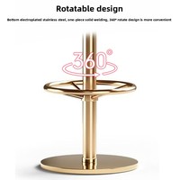 Chinnovation Chaise de bar commerciale en acier inoxydable, style luxe léger, tabouret haut réglable et pivotant, mobilier de bar pour hôtel et café, garantie 1 an