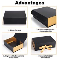 Boîte cadeau magnétique auto-élevante en carton rigide noir de luxe personnalisable avec lamination brillante et doublure en éponge pour parfums et artisanat