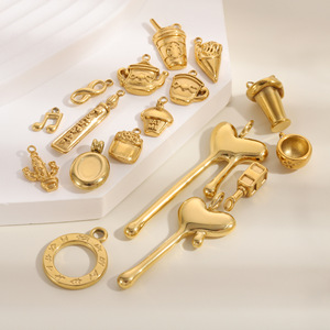 Acessórios de Joias DIY em Aço Inoxidável Banhado a Ouro 18K PVD, Estilo Ins, com Pingentes de Xícara de Café, Sobremesa e Nota Musical - Product Image 2