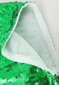 Tunique à sequins trèfle personnalisée avec logo, haut vert à sequins trèfle pour la Saint-Patrick, robe t-shirt à sequins trèfle à manches raglan - Product Image 5