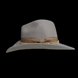 Chapeau cloche en feutre de mouton gris à bord torsadé, style européen/américain, avec ruban décoratif en laine, vente en gros d'usine, collection Printemps-Automne - Product Image 3