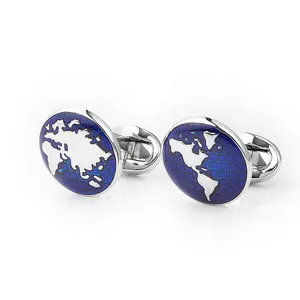 2024 Men Accessory Trends Marlary Handmade Classic Enamel World Map Stylish Modern Gift For Men Cheap Cufflinks