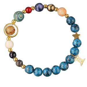 Pulsera de Piedras Naturales de Malaquita y Lapislázuli Azul con los Doce Signos del Zodiaco, Unisex, Regalo Moderno con Temática del Universo - Product Image 5