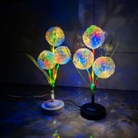 Lampe de table LED en forme de pissenlit, double couleur (chaude/colorée), veilleuse alimentée par USB/batterie pour la décoration de chambre