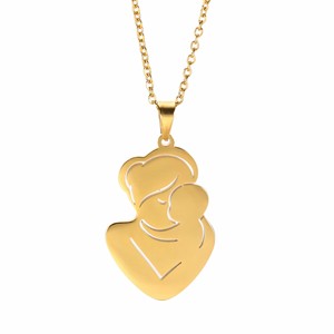Collana con Ciondolo Personalizzato in Acciaio Inox a Forma di Mamma con Bambino, Regalo per la Festa della Mamma per Donne, Ragazze e Bambini - Product Image 1