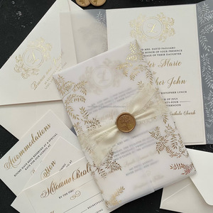 Papier vélin translucide de qualité supérieure pour invitations de mariage, logo personnalisable, estampage à chaud, RSVP - Product Image 3