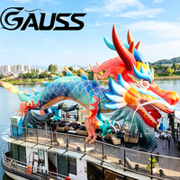 Dragon gonflable personnalisé de 18 m, modèle de dragon volant de style chinois, danseur aérien avec lumière LED pour exposition extérieure, événement