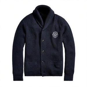 Cardigan Invernale da <span class=keywords><strong>Uomo</strong></span> Personalizzato <span class=keywords><strong>con</strong></span> Scollo a V, Bottone Singolo, Tasche e Ricamo Stemma - Product Image 2