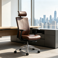 Fauteuil de bureau ergonomique moderne en cuir PU à dossier haut avec accoudoirs réglables en 3D