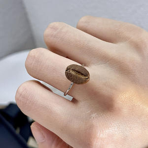Bague ajustable en forme de grain de café 2026 pour femme, bijou fantaisie en pierre naturelle, design original, cadeau, bague de déclaration - Product Image 3
