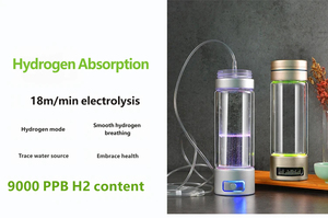 Bouteille d'eau hydrogénée en verre double couche 9000ppb 4-en-1, faiblement alcaline, petites molécules, pour la santé - Product Image 5
