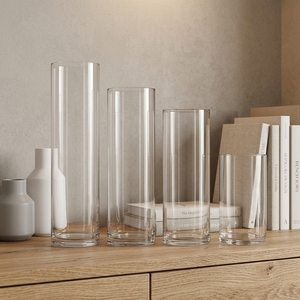 Jarrón <span class=keywords><strong>de</strong></span> <span class=keywords><strong>vidrio</strong></span> cilindro transparente redondo barato al por mayor - Product Image 4