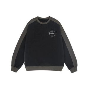 Custom Logo O Neck Drop Shoulder <b>Black</b> Hoodie Heavyweight 100 Cotton Pullover Blank Unisex Oversized Splice <b>Sweatshirt</b> - Product Image 5