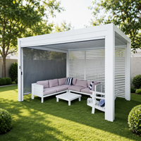 Pergola motorisée en aluminium à toit ouvrant et orientable, blanche, pour le contrôle du soleil dans les jardins et patios