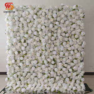 SMOOTH Luxury Events Birthday Party Decoration Fabric Backing White <b>Light</b> Pink 5D Flower Wall With Pampas - Product Image 2