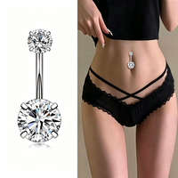 Clous de nombril en acier inoxydable à double extrémité avec 4 griffes, en forme de cœur ou d'étoile, en zircon cubique, bijoux en gros