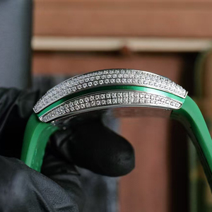 Reloj Automático de Alta Gama para Caballero, con Fecha, Diamantes, Plateado Náutico Verde Luminoso, Resistente al Agua, con Acabado de Alta Precisión - Product Image 3