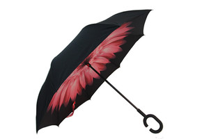 Parapluie pliant inversé coupe-vent double couche autoportant pour femme avec poignée en C, livraison directe N0075 - Product Image 2