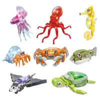 JIESTAR Nouveauté : Ensembles de blocs de construction animaux marins (poulpe, méduse, tortue, raie) avec lumière – Décoration mignonne pour la maison, le bureau ou comme jouets pour enfants