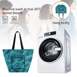 Printed <b>Foldable</b> Shopping Bag Tote Large Capacity Shoulder Carry Bag for Grocery Travel - Product Image 6