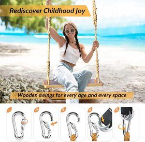 Bền Elm Dây Bằng Gỗ Đu Ghế Có Thể Điều Chỉnh Dày Dây Thiết Kế Tối Giản 1 Người Công Suất Ngoài Trời Treo Cây Đu Cho Bé - Product Image 2