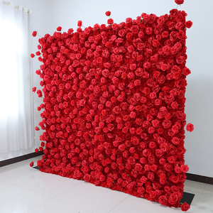 Panel de Pared de Flores Artificiales de Seda 3D de Rosas Rojas de 8 pies x 8 pies - Nunca se Desvanece - Product Image 2