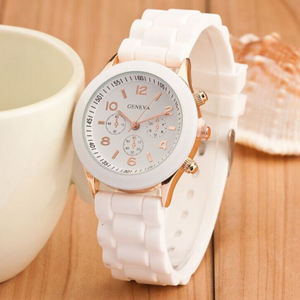 Jam Tangan Quartz Pria Wanita Model Jelly Fashion Tali Silikon+Metal Geneva Grosir Murah Berbagai Warna Promosi Wisuda Diwali - Product Image 2