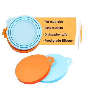 LifeTop BPA Free Universal <span class=keywords><strong>Silicone</strong></span> <span class=keywords><strong>Pet</strong></span> Food pode capas com colher 3 tamanhos padrão Tampas elásticas para cães e gatos Tigelas de comida - Product Image 4