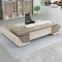 Bureau de direction modulaire de luxe en L, design contemporain et éco-responsable, avec centre d'alimentation intelligent et armoire