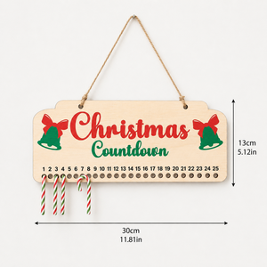 Calendario de Adviento de Madera con Soporte para Bastones de Caramelo, Decoración Navideña para Colgar en la Pared, Decoración Festiva Reutilizable - Product Image 2