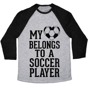 My Heart Belongs to a Soccer Player (<b>Baseball</b> <b>Tee</b>) Unisex Tri-Blend <b>Baseball</b> <b>Tee</b> - Product Image 1